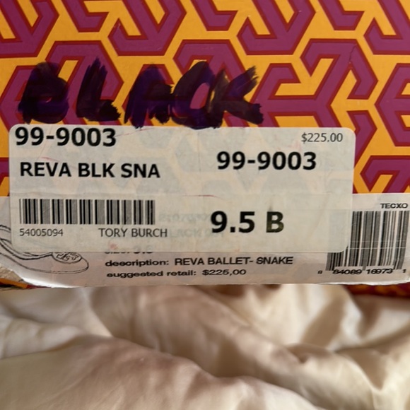 Tory Burch, Riva, black snake skin ballet flats - Picture 2 of 7